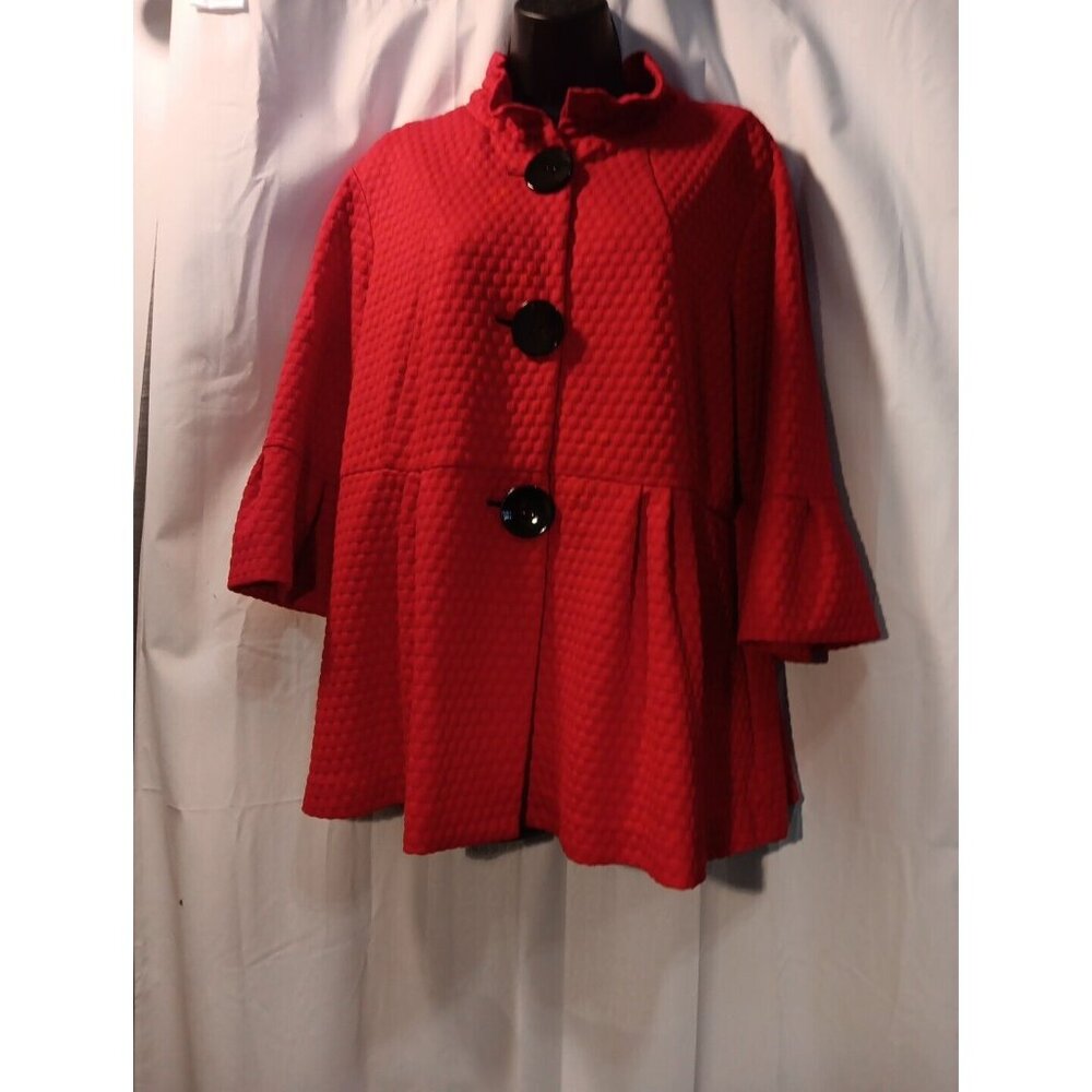 Ali Miles Jacket Shacket‎ PXL Red Textured Button Up Collar RN127304